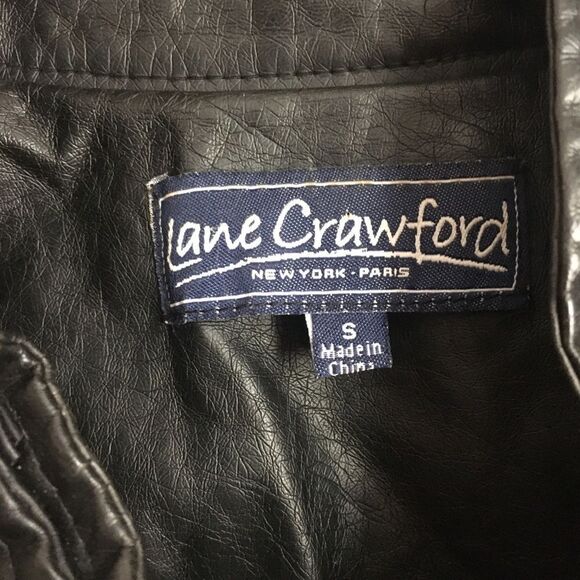 Lane Crawford • Black Faux Leather Biker Jacket Size Small - Picture 6 of 6